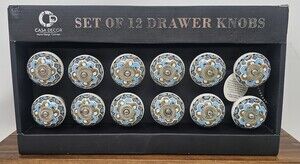 Casa Decor Handmade Ceramic Drawer Cabinet Pulls Knobs Set Of 12 New In Box